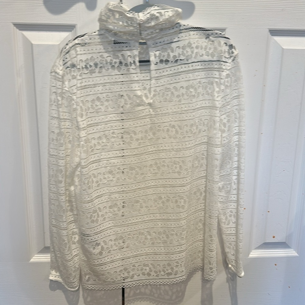 Sandro White Lace Women's shirt with high neck